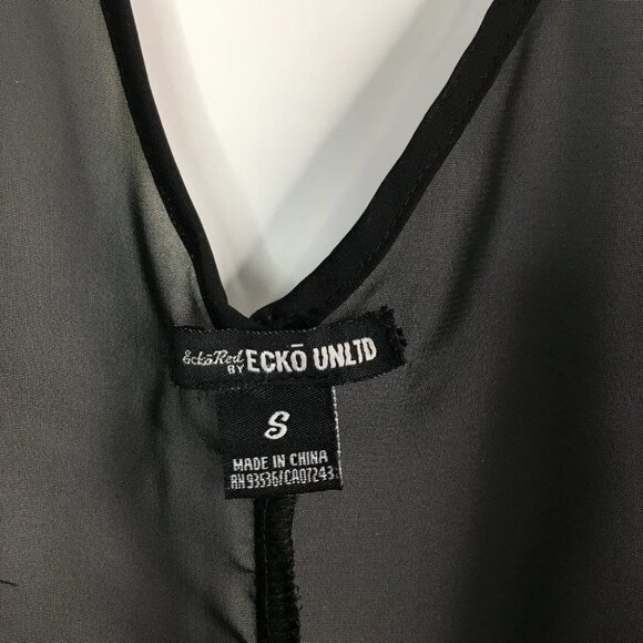 Ecko Unltd Black Button Down Open Back Sheer Blouse Top Size S - Picture 8 of 10